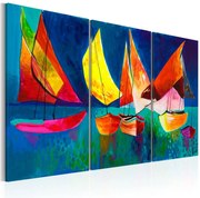 Χειροποίητα ζωγραφισμένος πίνακας - Colourful sailboats 120x80