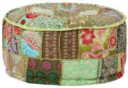 vidaXL Πουφ Patchwork Στρογγυλό Χειροποίητο Πράσινο 40x20 εκ. Βαμβάκι