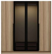 Ντουλάπα Τετράφυλλη Kale Plus 506MNR2496 180x52x210cm Oak-Black Τετράφυλλη