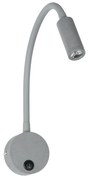 GloboStar® GOOSE 61689 Φωτιστικό Τοίχου - Απλίκα LED 3W 300lm 36° AC 220-240V IP20 - Reading Light - Θερμό Λευκό 2700K Γκρι Αλουμίνιο - Μ6.5 x Π22.5 x Υ23cm - 2 Xρόνια Εγγύηση