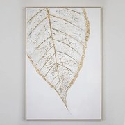 ΠΙΝΑΚΑΣ ΚΑΜΒΑΣ ΦΥΛΛΟ ΛΕΥΚΟ - ΧΡΥΣΟ 82x122x5cm