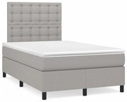 Κρεβάτι Boxspring με Στρώμα &amp; LED Αν.Γκρι 120x190εκ. Υφασμάτινο - Γκρι