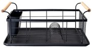 Πιατοθήκη Essentials Μέταλλο Με Λάβες Μαύρο Bamboo 44x32x20cm Estia 01-12885
