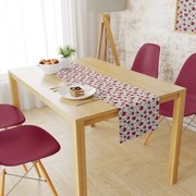 Τραβέρσα Αλέκιαστη Cherry 456 White-Red DimCol 40Χ180 40x180cm Βαμβάκι-Πολυέστερ