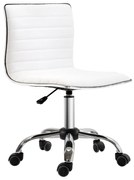 HOMCOM Καρέκλα Κομμωτηρίου, Καρέκλα Σαλονιού με Πλάτη, Ρυθμιζόμενο Ύψος, Ατσάλι PU, Λευκό, 48 x 52 x 78-90 cm