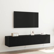 vidaXL Ντουλάπες τοίχου για τηλεοράσεις με LED φώτα 2 τεμ Μαύρη Δρυς 80x35x31 εκ