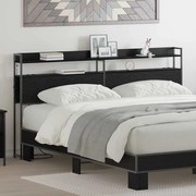 Κεφαλάρι Αποθήκης με ράφι Μαύρη δρυς 200 cm Επεξεργασμένο ξύλο