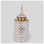 Βάζο Κεραμικό Λευκό &amp; Χρυσό 16.9x16.9x40.2cm 752-20359 Estheti-752-20359-Λευκό-Χρυσό 752-20359
