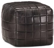 Πουφ Μαύρο 40 x 40 x 40 εκ. από Γνήσιο Δέρμα Κατσίκας