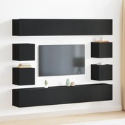 vidaXL Σετ Επίπλων TV 6 Τεμαχίων - Τοίχου, Μαύρο Δρυς από Επεξεργασμένο Ξύλο