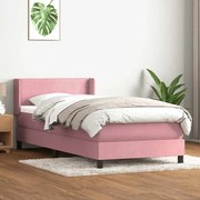 Κρεβάτι Boxspring με Στρώμα Ροζ 90x220 εκ. Βελούδινο