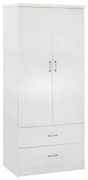 Ντουλάπα REINA Δίφυλλη με 2 Συρτάρια Λευκή 80x42.5x180.5 εκ. 80x42.5x180.5 εκ.