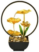 Διακοσμητικό Συντριβάνι Feng Shui με Χρυσά Λουλούδια και Πετρες, 10454