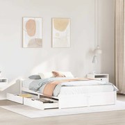 vidaXL Σκελετός Κρεβ. Χωρίς Στρώμα Λευκό 150x200 εκ Μασίφ Πεύκο