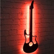 Διακοσμητικό Τοίχου Με Φως Led Guitar 395NGR1882 22x68cm Red-Black Wallity Mdf