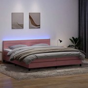 vidaXL Κρεβάτι Boxspring με Στρώμα Ροζ 180x210 εκ. Βελούδινο