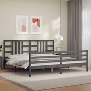vidaXL Πλαίσιο Κρεβατιού με Κεφαλάρι Γκρι 200x200 εκ. Μασίφ Ξύλο