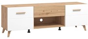 Έπιπλο TV Bretagna 150 Artisan Oak - Λευκό Γυαλιστερό 147x40x48 εκ. 147x40x48 εκ.