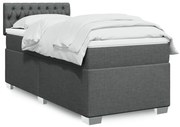 vidaXL Κρεβάτι Boxspring με Στρώμα Σκούρο Γκρι 100x200 εκ. Υφασμάτινο