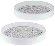 Artekko Tray Διακοσμητικός Δίσκος Σκαλιστός Ξύλο Λευκό (45.7x45.7x6.4)cm Artekko 48943