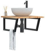 Ράφι Νιπτήρα Τοίχου από Ατσάλι / Μασίφ Ξύλο Δρυός