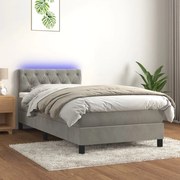 ΚΡΕΒΑΤΙ BOXSPRING ΜΕ ΣΤΡΩΜΑ &amp; LED ΑΝ.ΓΚΡΙ 80X200 ΕΚ. ΒΕΛΟΥΔΙΝΟ 3134549