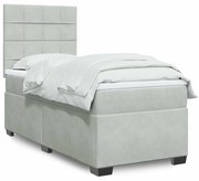 vidaXL Κρεβάτι Boxspring με Στρώμα Ανοιχτό Γκρι 100x200 εκ. Βελούδινο
