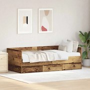 vidaXL Πλαίσιο κρεβατιού ημέρας με συρτάρια Παλαιό ξύλο 90 x 190 cm