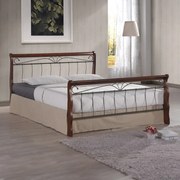 Intrahome Κρεβάτι διπλό Verpen Intrahome ξύλο σε καρυδί απόχρωση-μαύρο μέταλλο 150x190εκ | SKU: INTRAPA-441111122