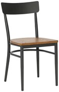 Καρέκλα Zerca pakoworld σκελετός ανθρακί μέταλλο με rubberwood σε φυσική απόχρωση 49x44x82εκ