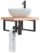 Ράφι Νιπτήρα Τοίχου από Ατσάλι / Μασίφ Ξύλο Οξιάς