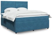 vidaXL Κρεβάτι Boxspring με Στρώμα Σκούρο Μπλε 180x200 εκ. Βελούδινο
