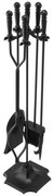 VEVOR Fireplace Tool Set, 5 PCS Fire Tool Set and Holder with Five-Prong Stand, Tongs, Ash Shovel, Brush, Fire Place Poker, Wrought Iron Fireplace Accessories for Campfire Indoor/Outdoor, Black