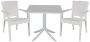 Τραπεζαρία Groovy-Halcyon (Σετ 3Τμχ) 253-000104 80x80x74,5cm White 2 Θέσεων
