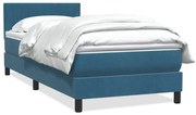 vidaXL Κρεβάτι Boxspring με Στρώμα Σκούρο Μπλε 90x220 εκ. Βελούδινο