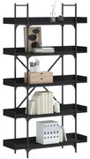 vidaXL Βιβλιοθήκη 5 Επιπέδων Μαύρη 100 x 33 x 180,5 εκ. Επεξεργ. Ξύλο