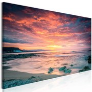 Πίνακας - Beach in Crete (1 Part) Narrow Red 150x50