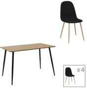 Σετ Τραπεζαρίας Cuba - Bella 5 τεμ Mdf Sonoma - Ανθρακί 120x70x76 εκ. 120x70x76 εκ.