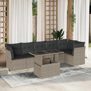 vidaXL Σαλόνι Κήπου Σετ 7 Τεμαχίων Γκρι Συνθετικό Ρατάν με Μαξιλάρια