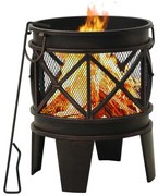 vidaXL 313637  Rustic Fire Pit with Poker Φ42x54 cm Steel