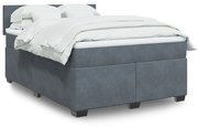 Κρεβάτι Boxspring με Στρώμα Σκούρο Γκρι 140x200 εκ. Βελούδινο - Γκρι