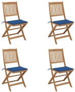 vidaXL Καρέκλες Κήπου Πτυσσόμενες 4 τεμ. Ξύλο Ακακίας με Μαξιλάρια