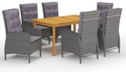 vidaXL Σετ Τραπεζαρίας Κήπου 7 Τεμαχίων Γκρι