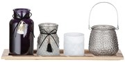 Σετ Φανάρι/Βάζο ArteLibre Πολύχρωμο Γυαλί 15x40x18cm Σετ 4Τμχ