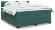 vidaXL Κρεβάτι Boxspring με Στρώμα Σκούρο Πράσινο 200x200εκ. Βελούδινο