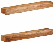 Ράφια Τοίχου 2 τεμ. 80x17x8 εκ. από Μασίφ Ξύλο Ακακίας