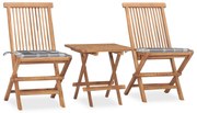 vidaXL Σετ Τραπεζαρίας Εξ. Χώρου Πτυσσόμενο 3 Τεμ. από Μασίφ Ξύλο Teak