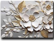 Πίνακας Καμβάς 895FNA1207 100x70cm White-Gold Wallity Οριζόντιοι Ξύλο, Καμβάς