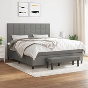 Κρεβάτι Boxspring με Στρώμα Σκούρο Γκρι 180x200 εκ Υφασμάτιν - Γκρι