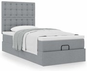 vidaXL Οθωμανικό κρεβάτι με στρώμα ανοιχτό γκρι 90x190cm ύφασμα